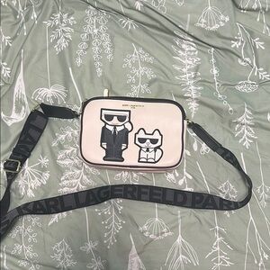 Karl Lagerfeld Black and White Crossbody Bag